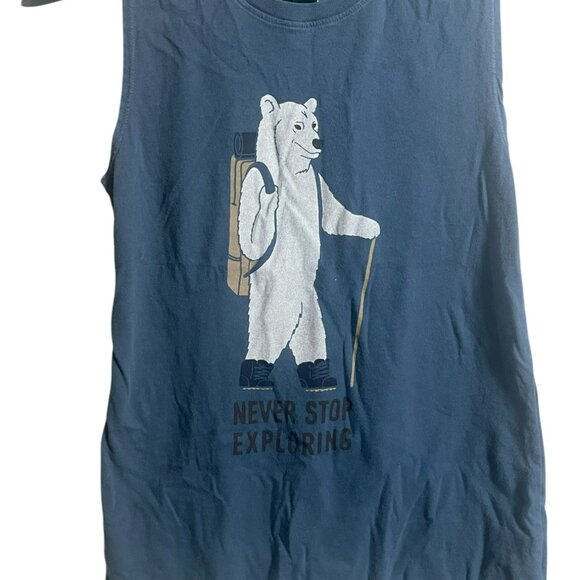 The North Face Tank Top Sleeveless tee T-shirt XS Blue Polar Bear Exploring - Picture 5 of 9